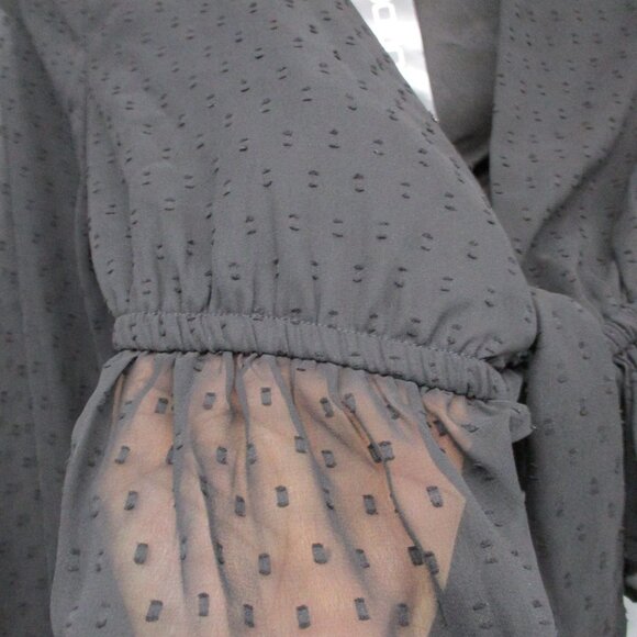 NWT BooHoo Sheer Crop Wrap Top Black Women Size | 6 - Picture 7 of 13